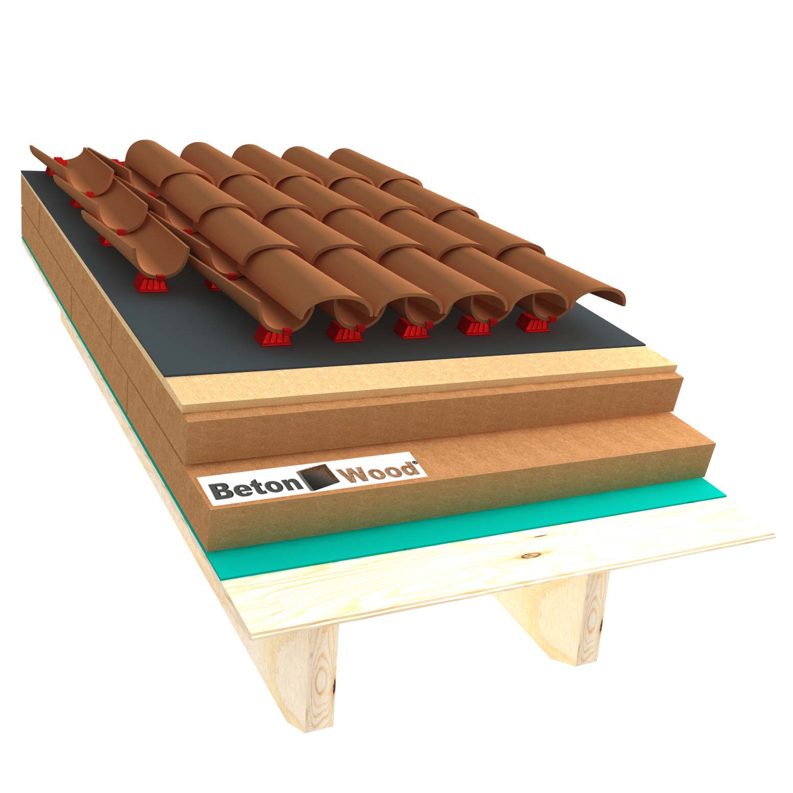 Ventilated roof with wood fiber Isorel and Universal dry on matchboarding