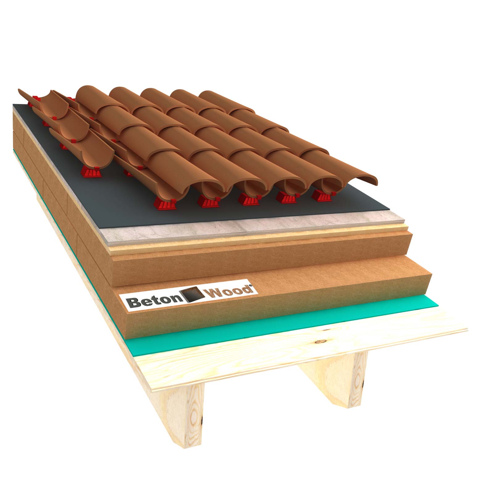 Ventilated roof with wood fiber Isorel, Universal dry and cement bonded particle boards on matchboarding