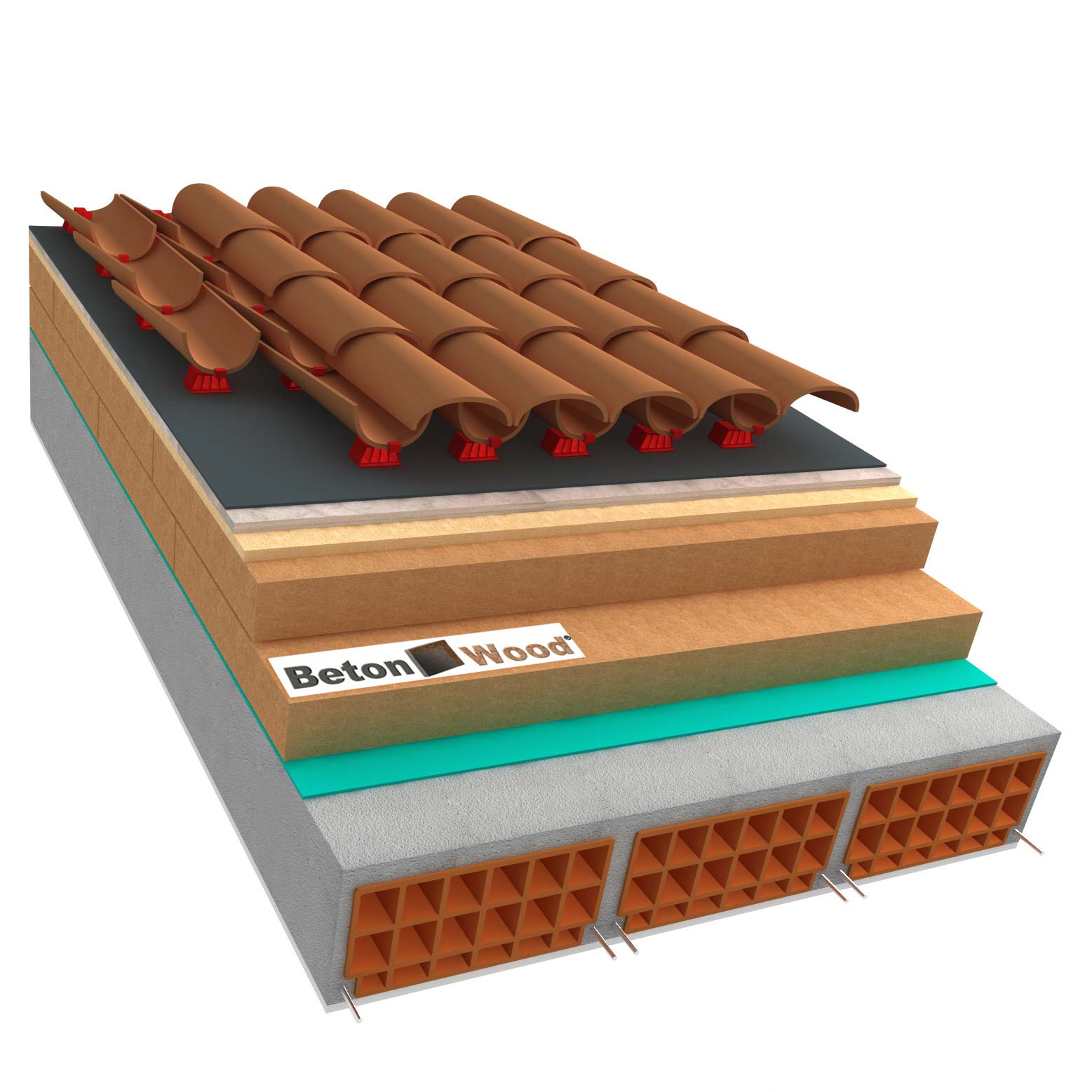 Ventilated roof with wood fiber Isorel, Universal dry and cement bonded particle boards on concrete