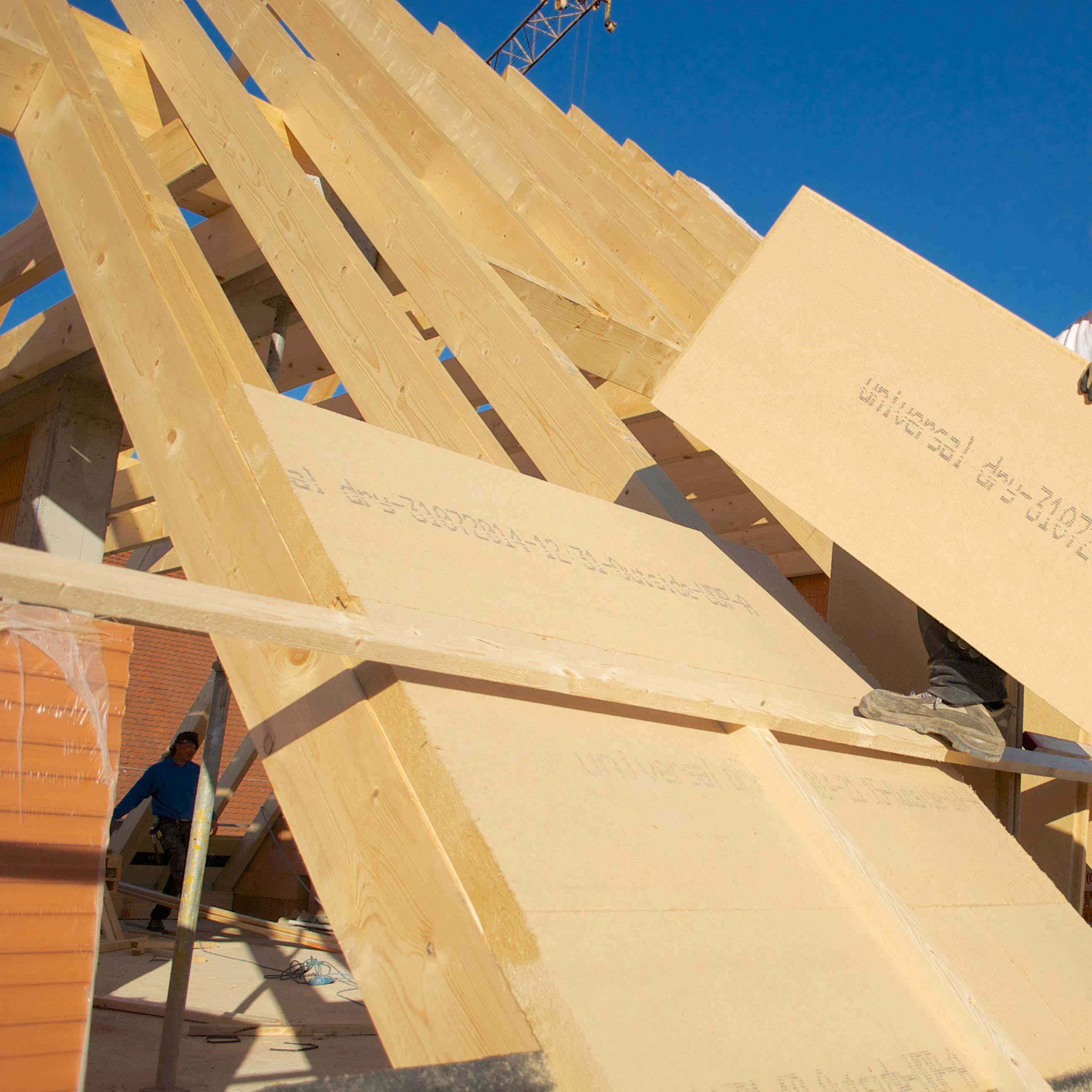 Wood fiber FiberTherm Universal dry panels installation
